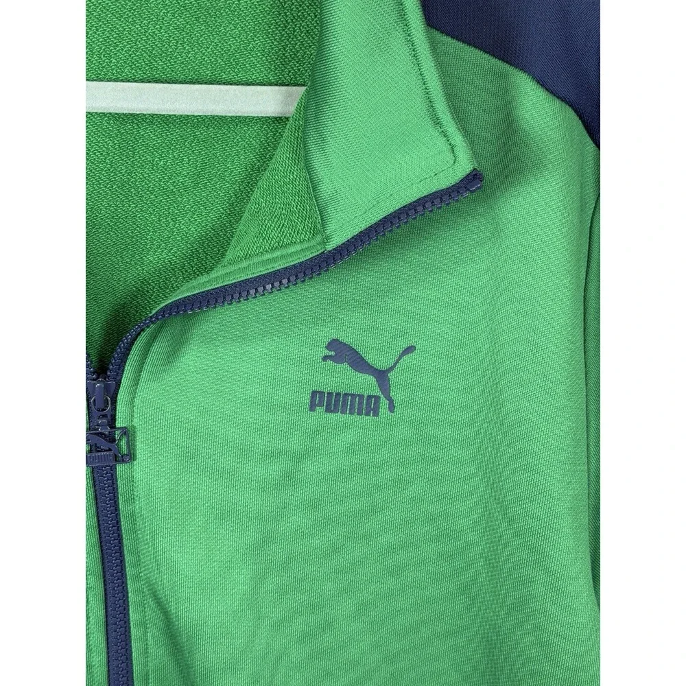 Puma T7 Track Jacket Retro Style Street Wear Men's XL Green Blue